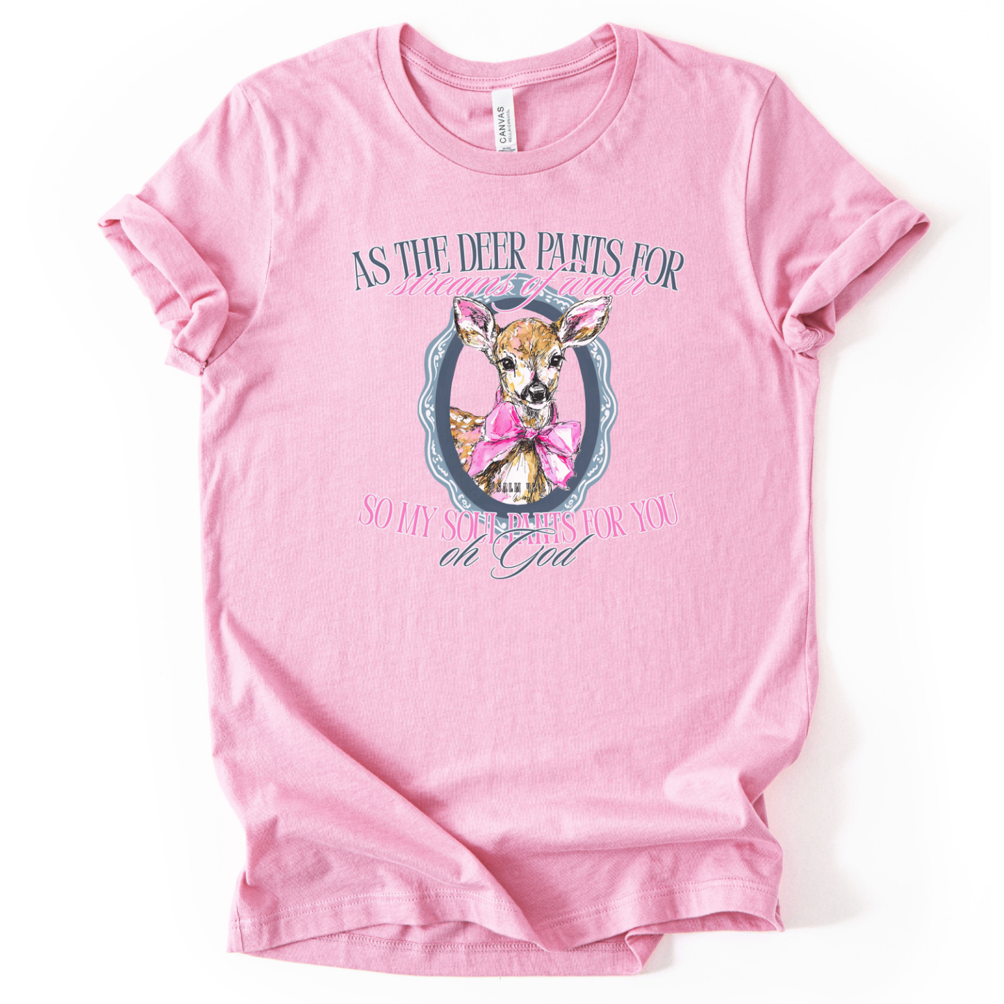 Psalm 42:1 Deer Design Christian Graphic Tee | Spring 2026