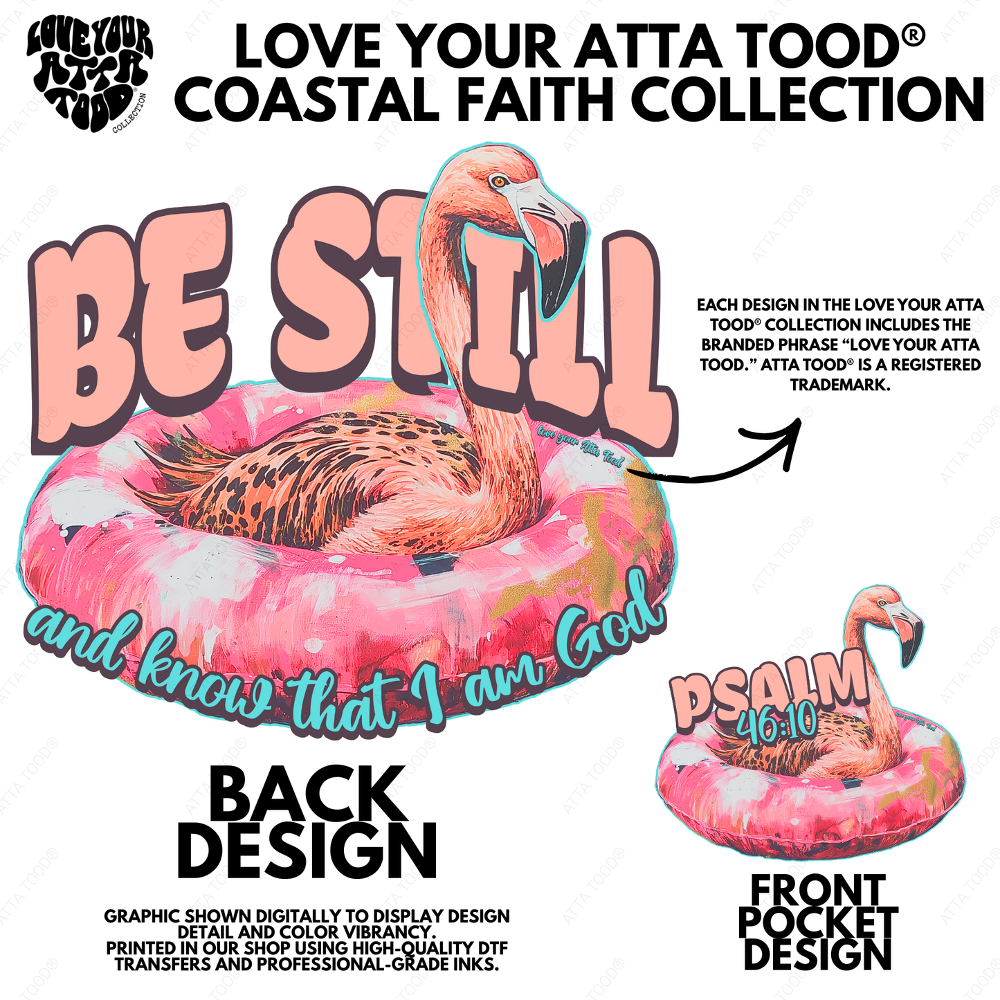 Psalm 46:10 Be Still Christian Flamingo Jumbo Tote Bag | ATTA TOOD®
