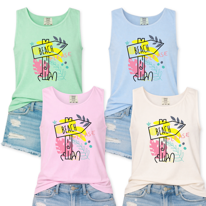 Beach Please Summer Graphic Tank Top | ATTA TOOD®