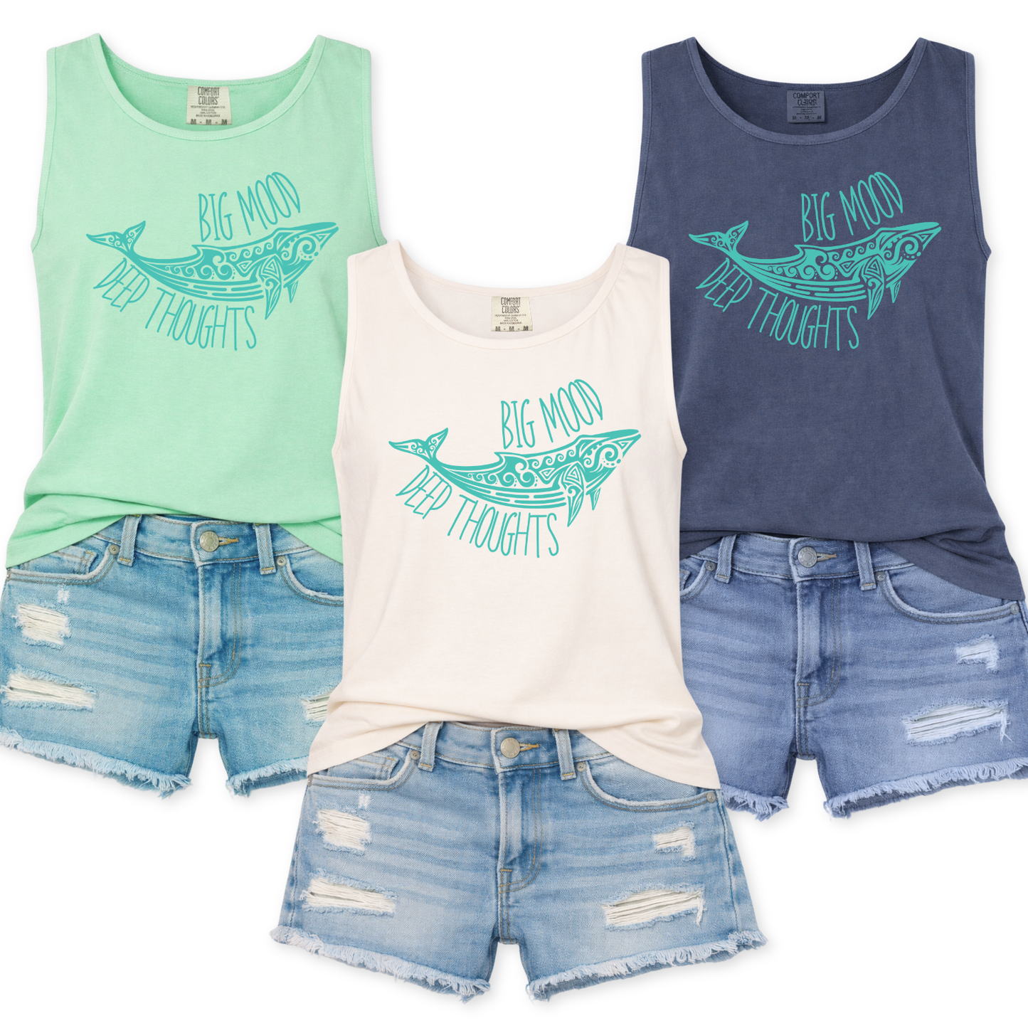 Coastal Blue Whale Summer Graphic Tank Top | ATTA TOOD®