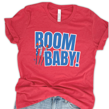 Boom baby Fourth of July graphic t-shirt