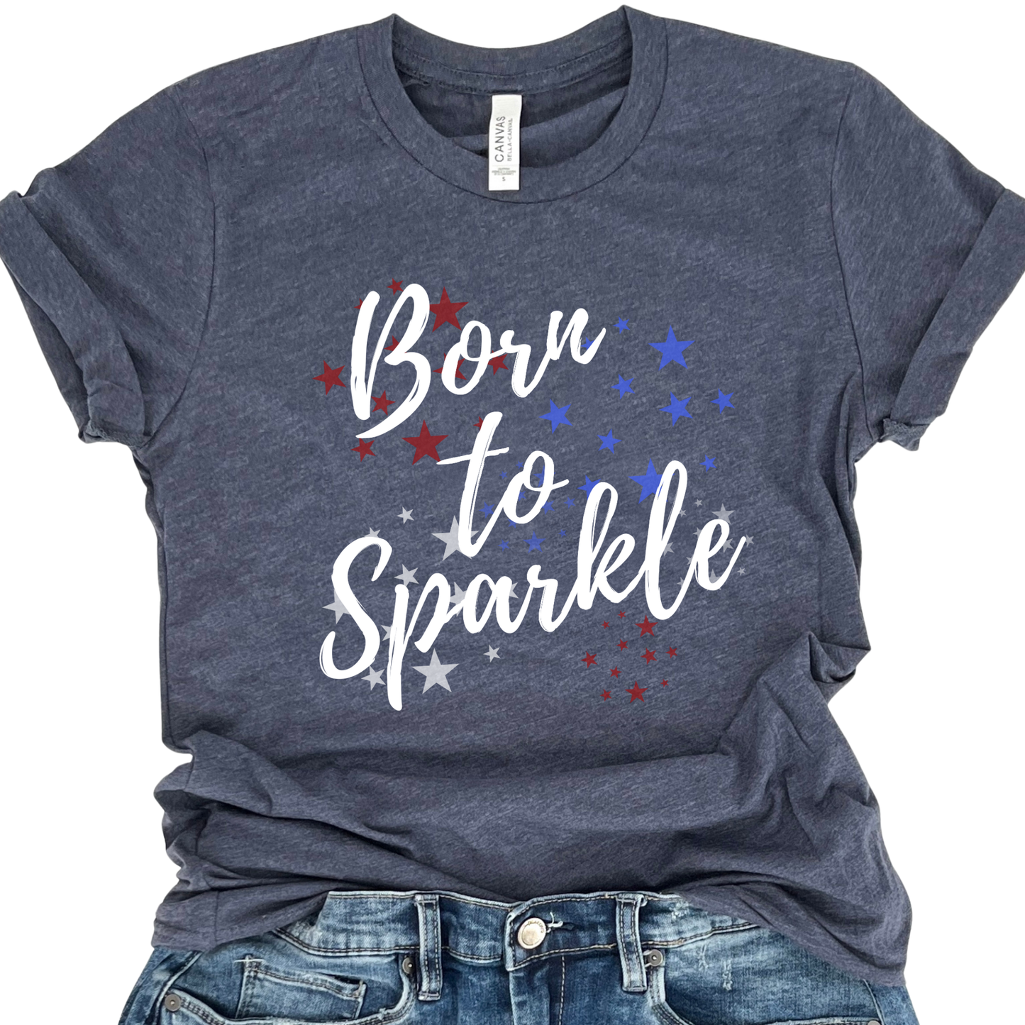 Born to sparkle women's Fourth of July graphic t-shirt