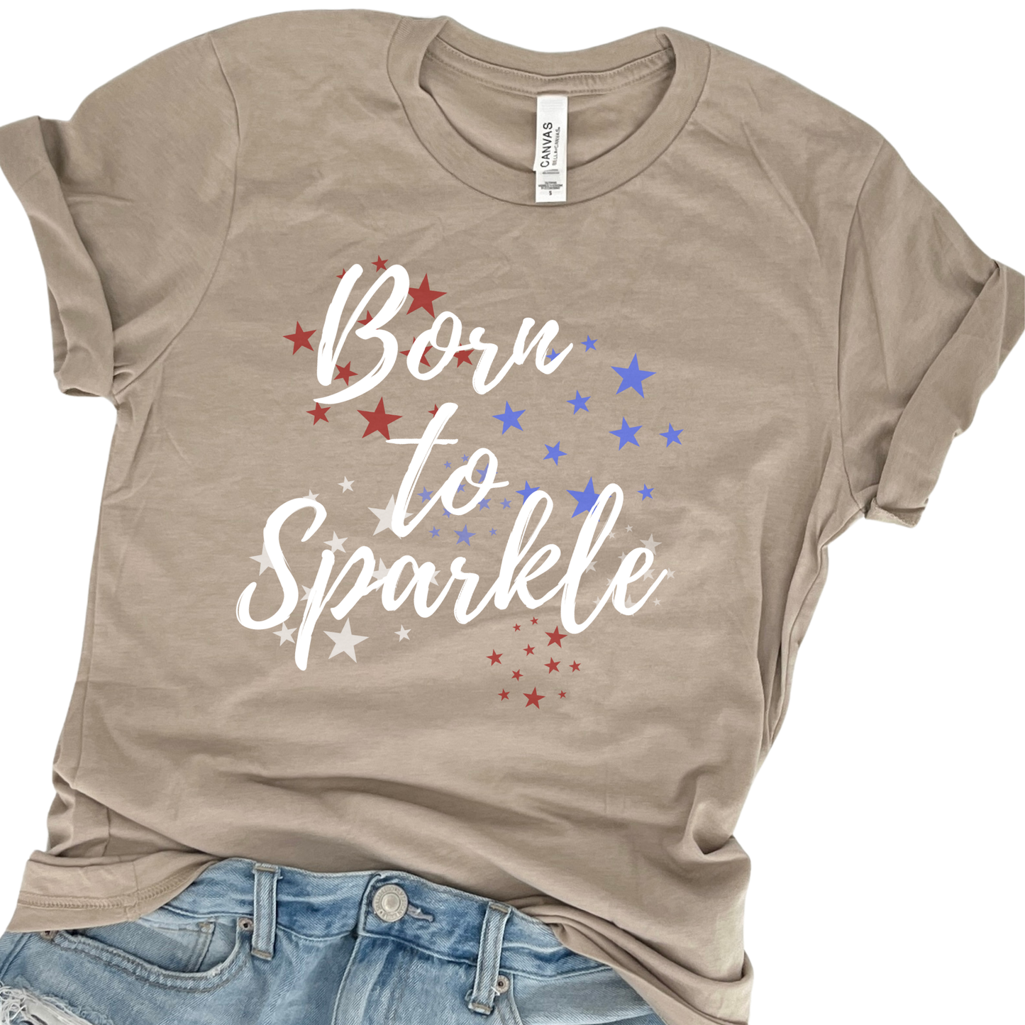 Born to sparkle women's Fourth of July graphic t-shirt