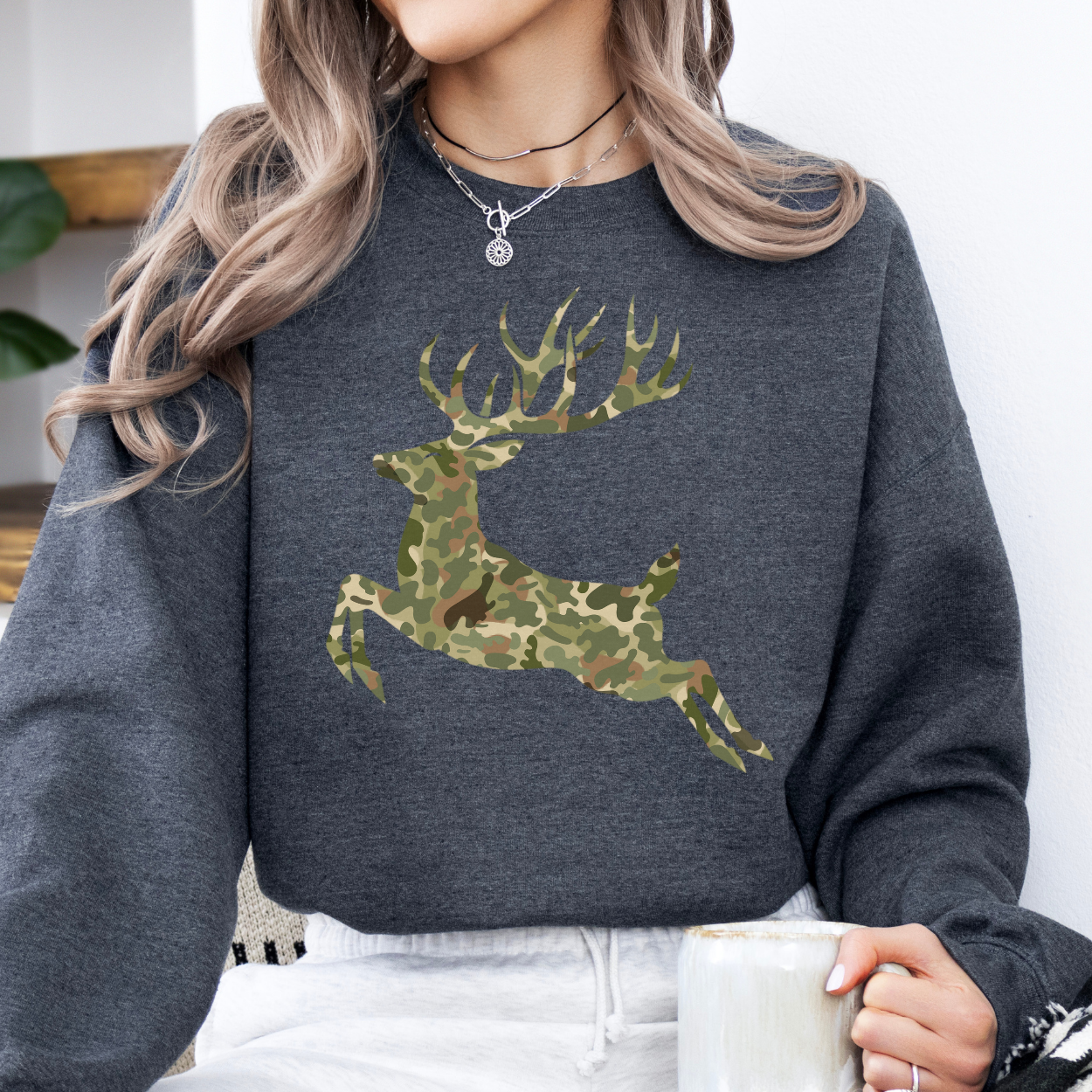 Camouflage buck unisex sweatshirt, Hunting Season