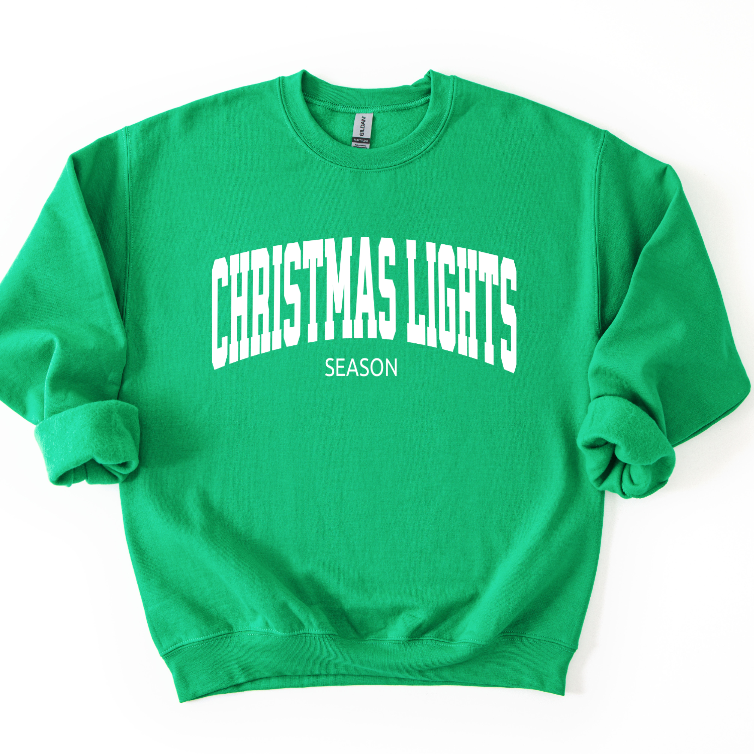 christmas lights season on a irish green sweatshirt