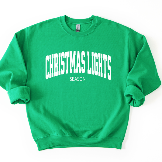 christmas lights season on a irish green sweatshirt