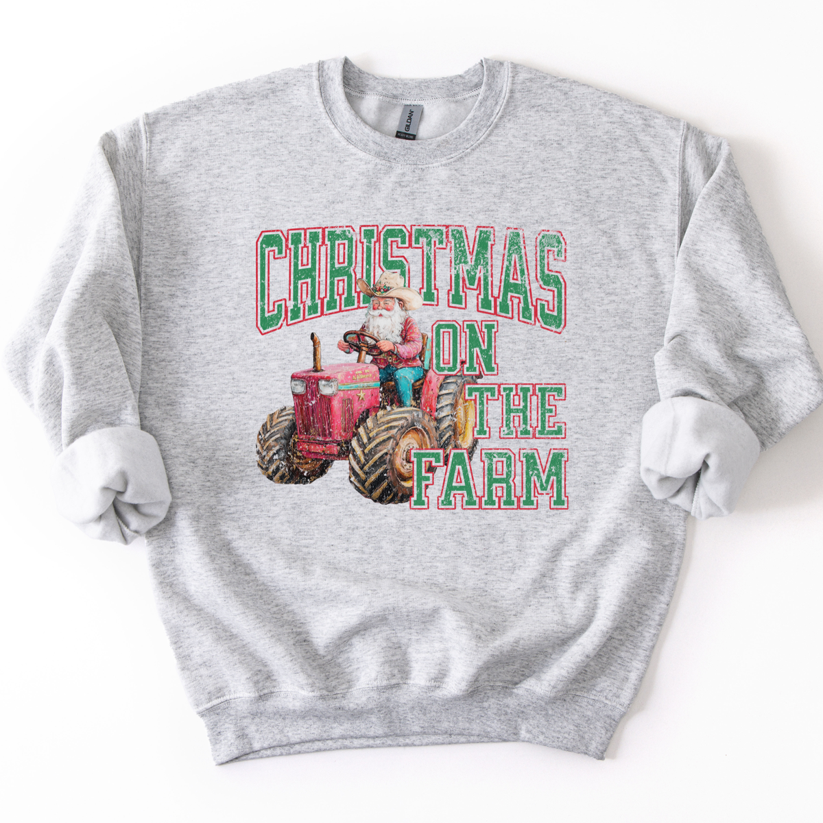 Christmas On The Farm Santa Graphic Sweatshirt | Customize