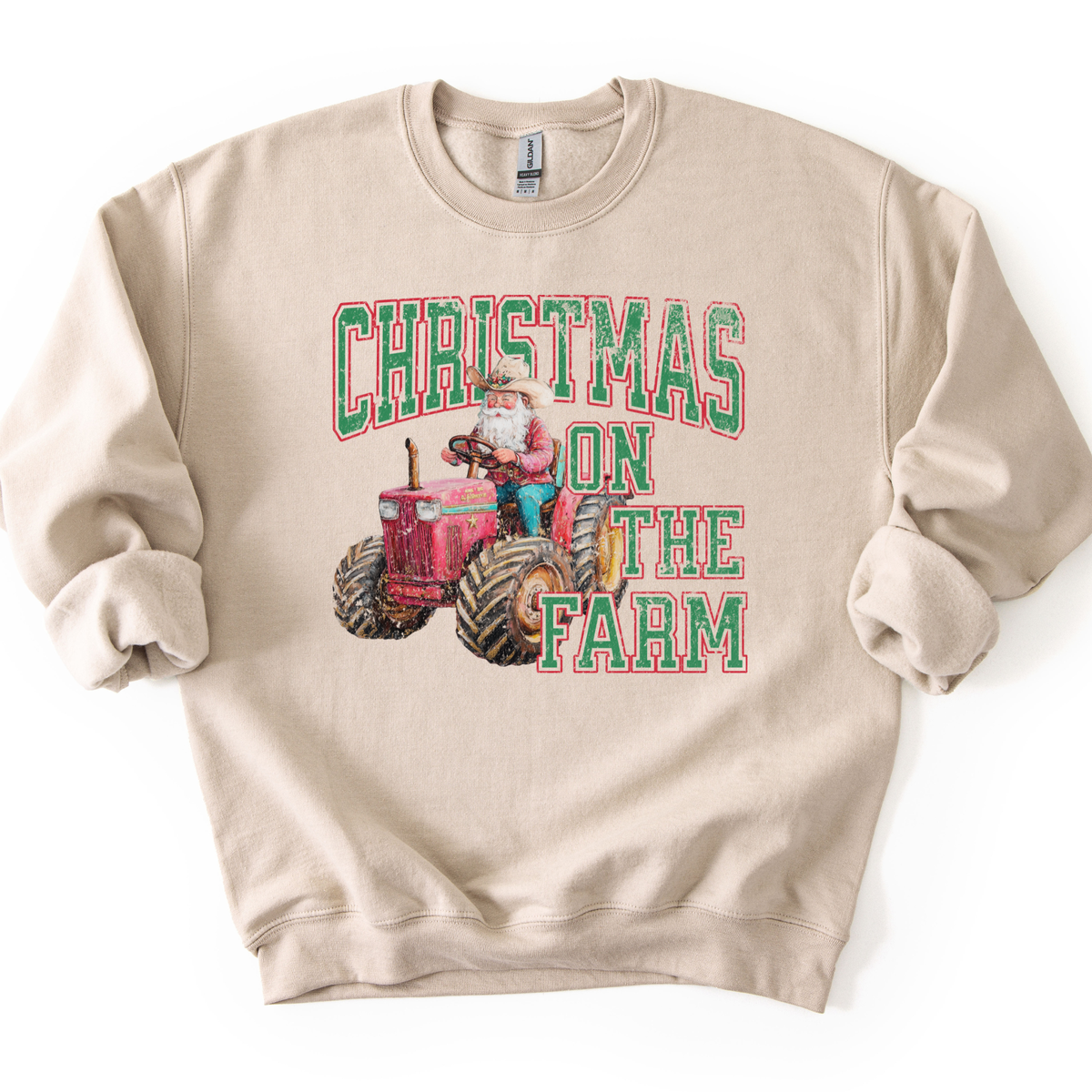 Christmas On The Farm Santa Graphic Sweatshirt | Customize