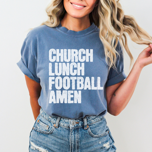 Church Lunch Football Amen Comfort Colors® unisex graphic t-shirt | ATTA TOOD®