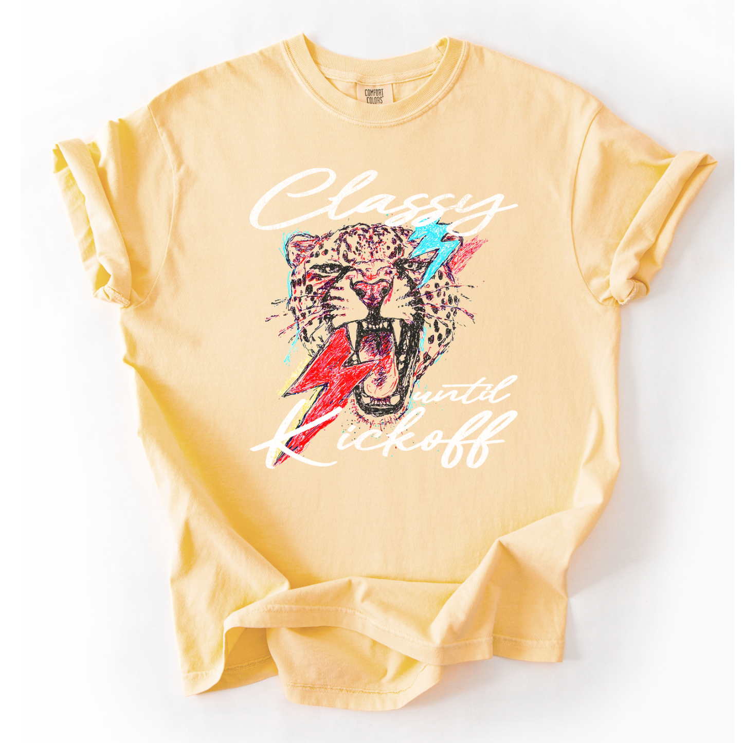 Classy Until Kickoff Football Comfort Colors Graphic Tee