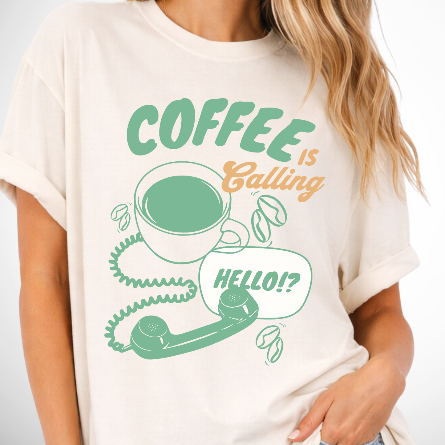 Coffee Is Calling Funny Comfort Color Graphic Tee