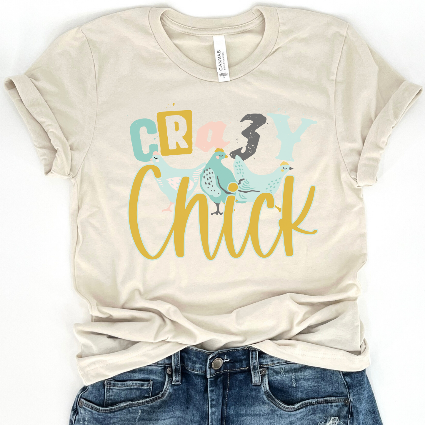 Cracy Chick Funny Country Farm Chickens Graphic Tee