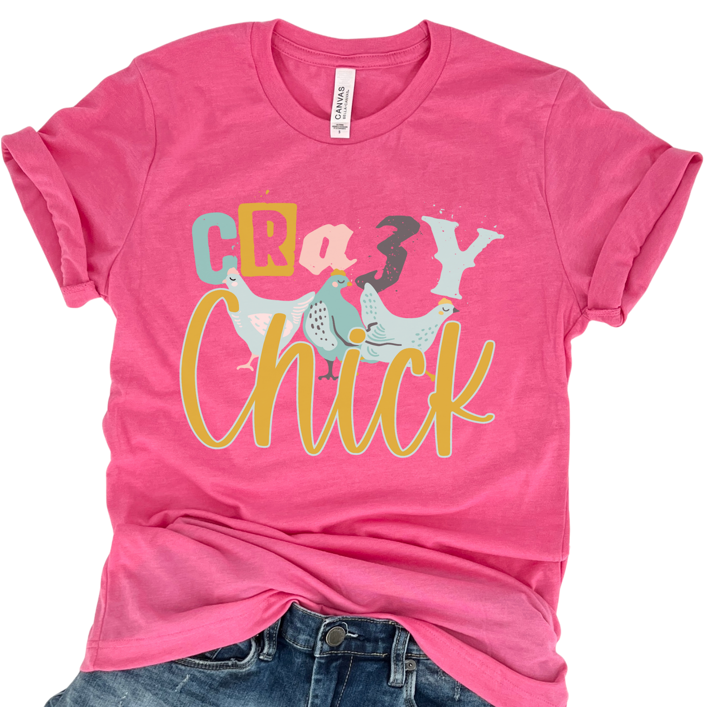Cracy Chick Funny Country Farm Chickens Graphic Tee