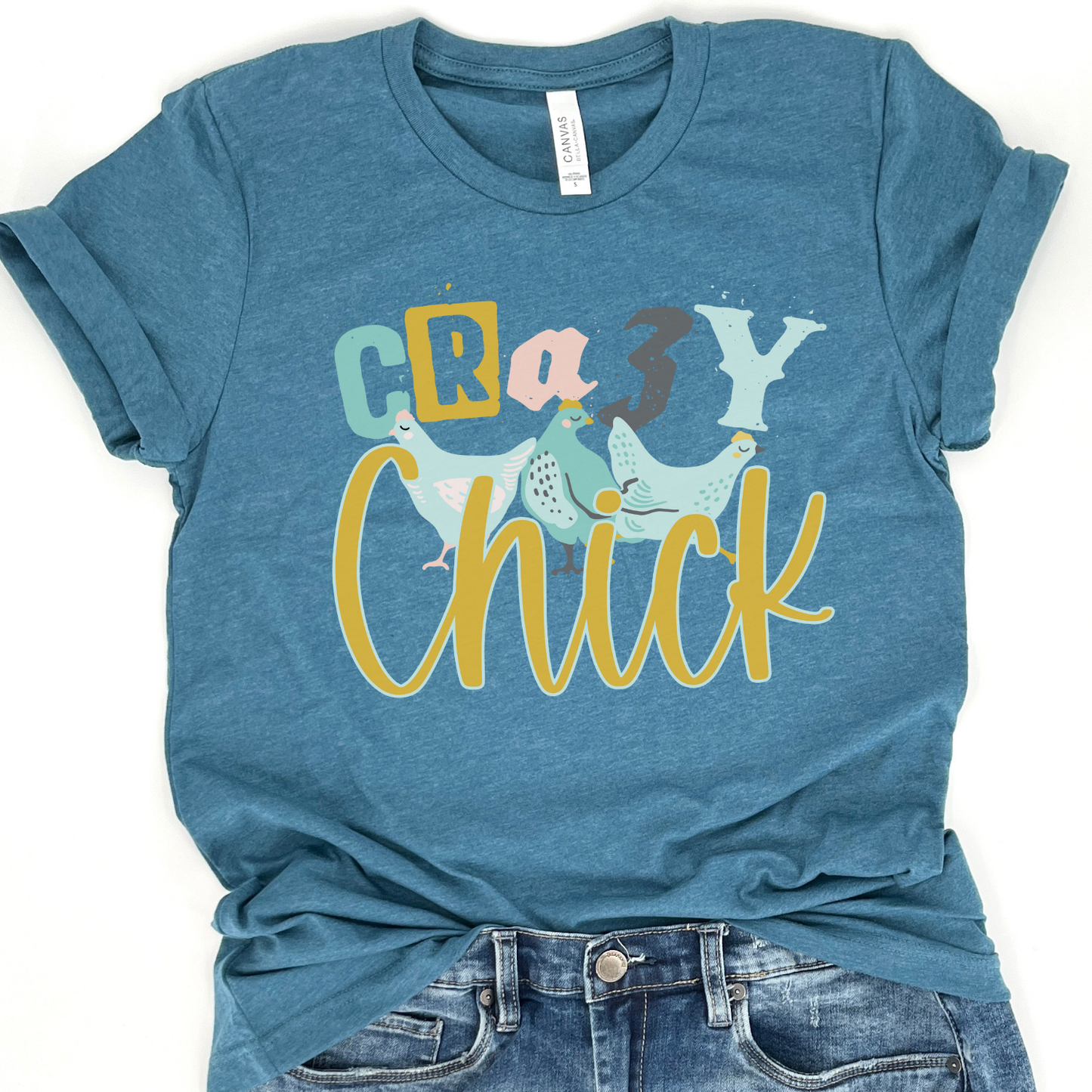 Cracy Chick Funny Country Farm Chickens Graphic Tee