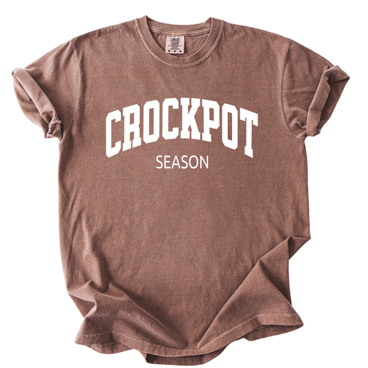 crockpot season on a brown tee
