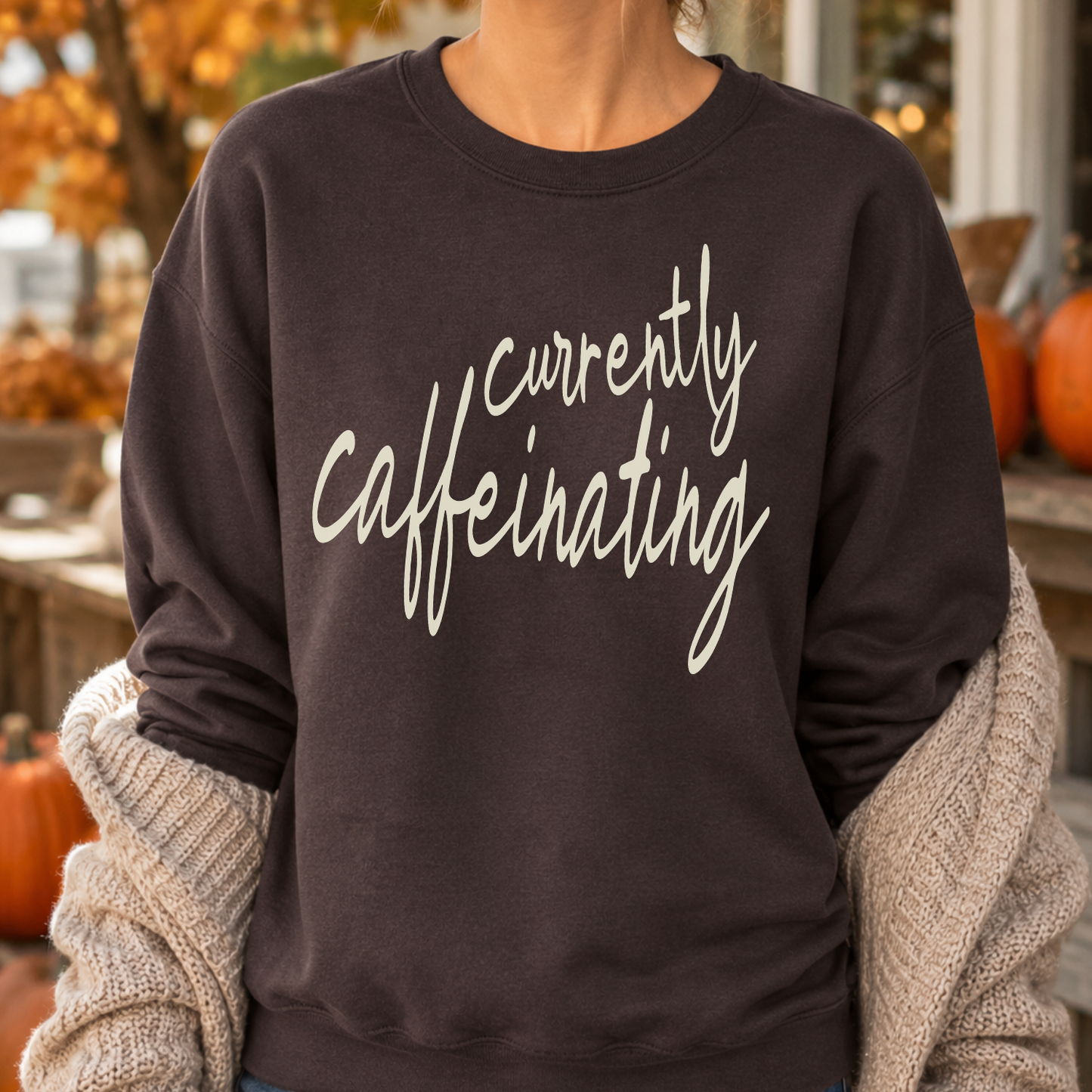 Currently Caffeinating Funny Coffee Graphic Sweatshirt