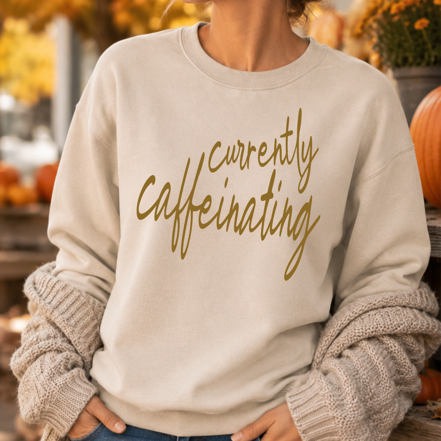 Currently Caffeinating Funny Coffee Graphic Sweatshirt