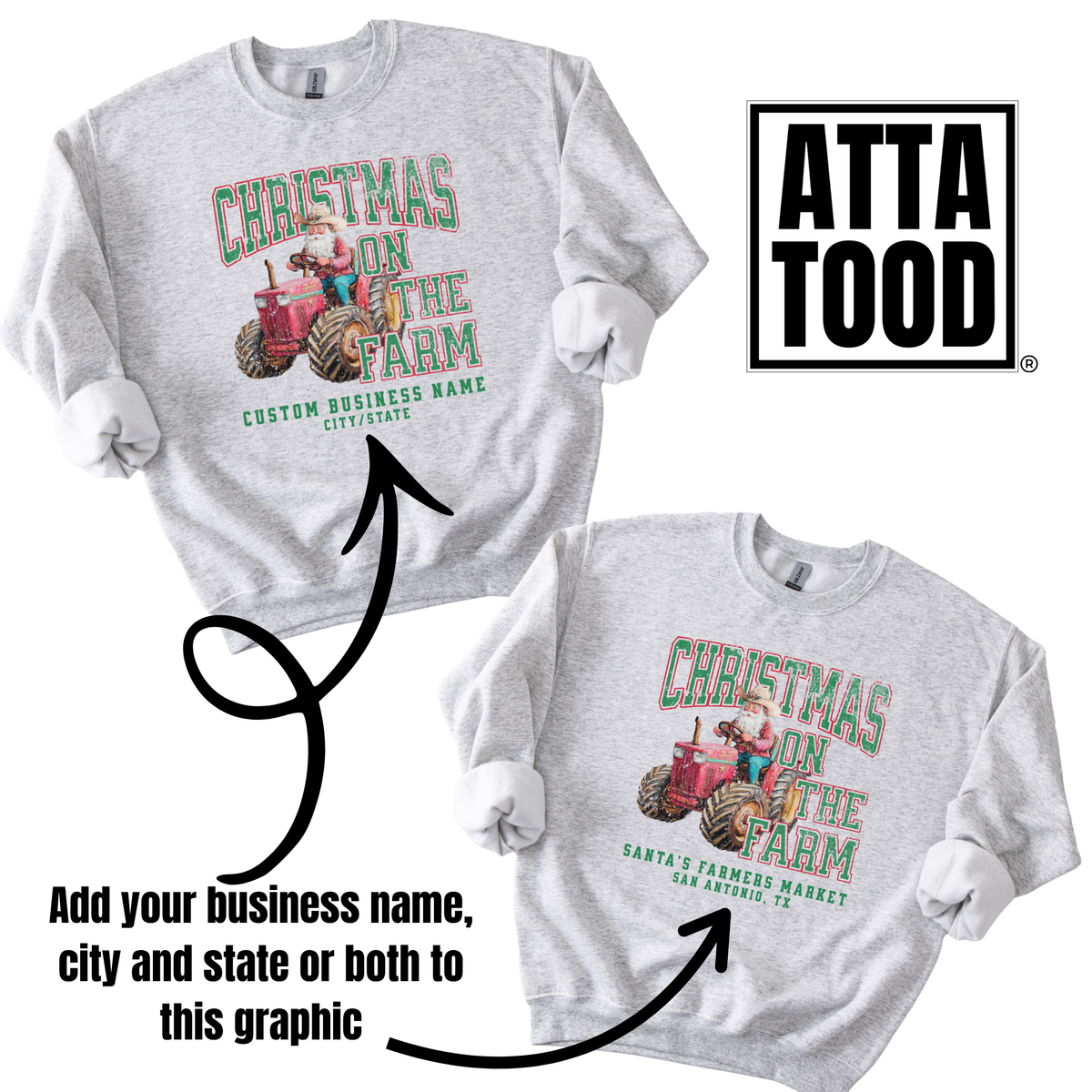 Christmas On The Farm Santa Graphic Sweatshirt | Customize