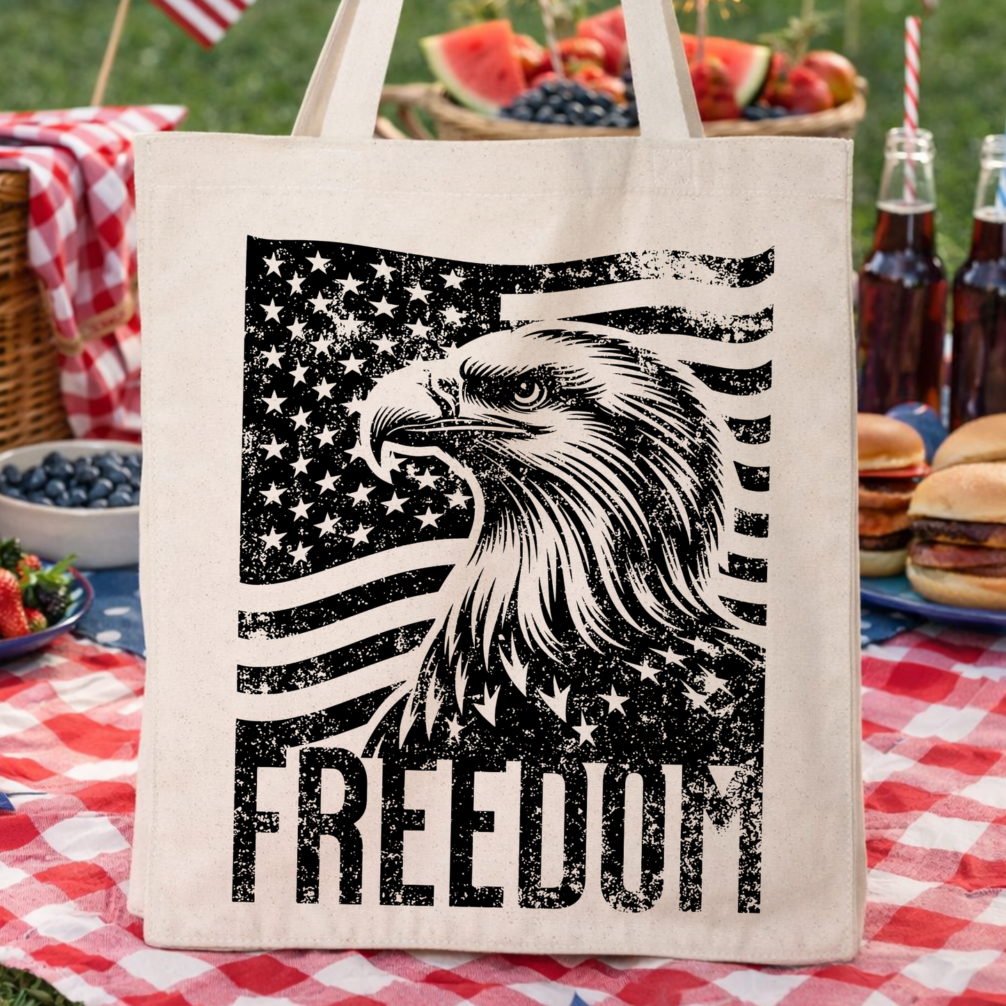 Patriotic Fourth of July Tote Bag | American Bald Eagle