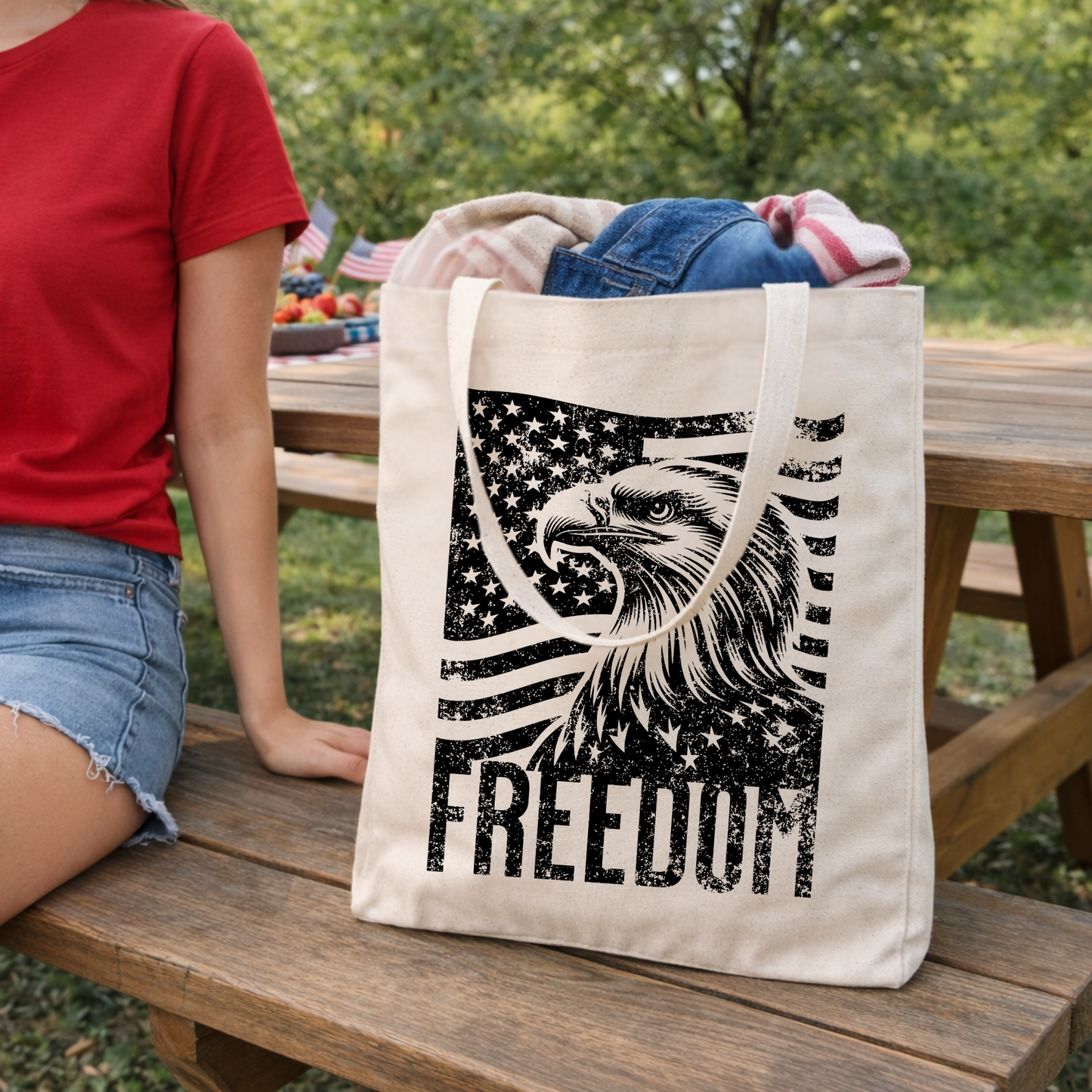 Patriotic Fourth of July Tote Bag | American Bald Eagle