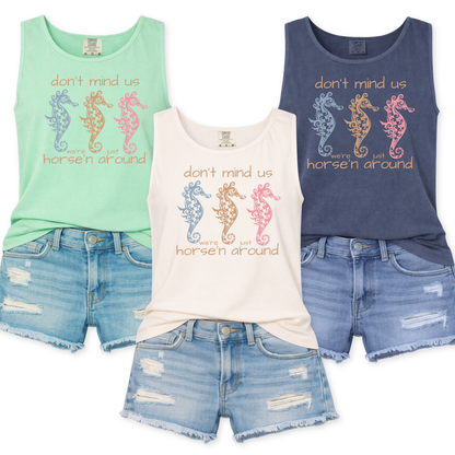 Seahorse Coastal Summer Graphic Tank Top | ATTA TOOD®
