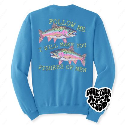 Christian Bible Verse Sweatshirt | Coastal Rainbow Fish