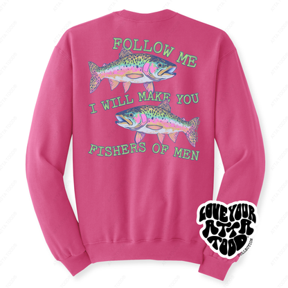 Christian Bible Verse Sweatshirt | Coastal Rainbow Fish