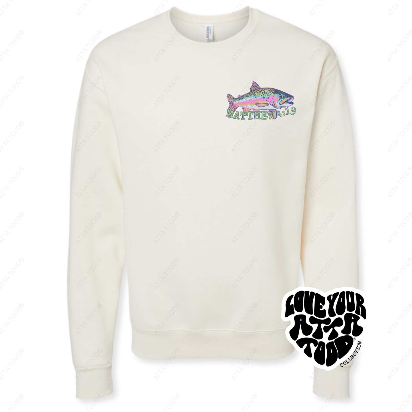 Christian Bible Verse Sweatshirt | Coastal Rainbow Fish
