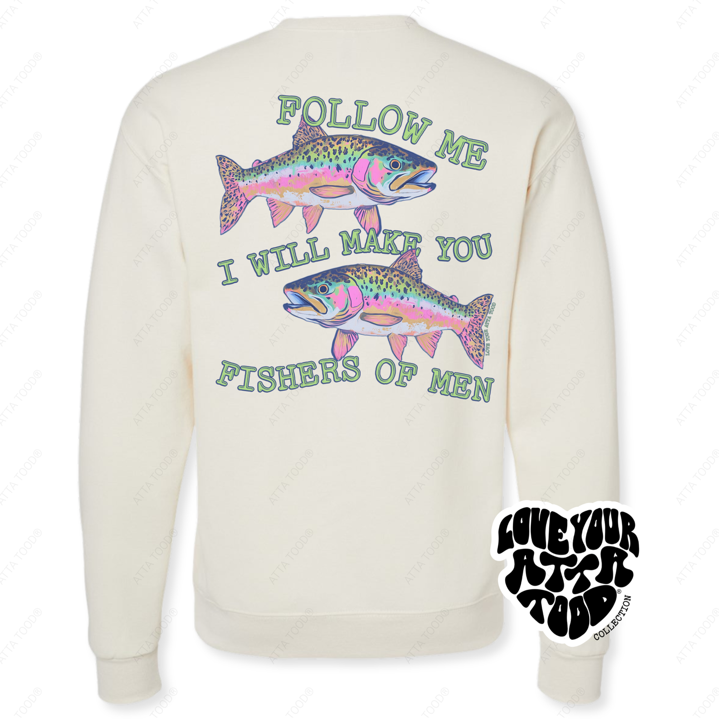 Christian Bible Verse Sweatshirt | Coastal Rainbow Fish