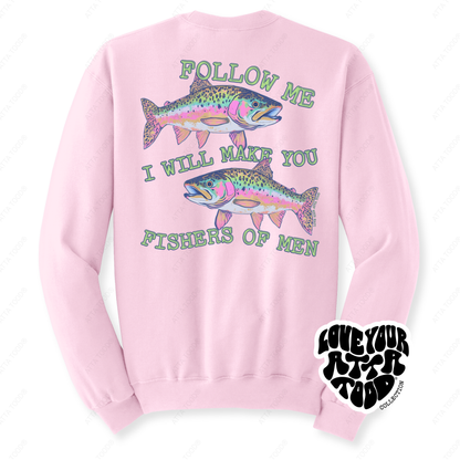 Christian Bible Verse Sweatshirt | Coastal Rainbow Fish