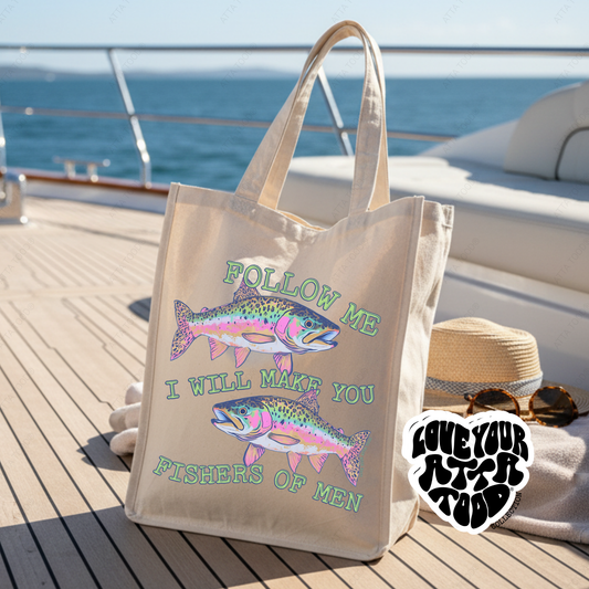 Fishers of Men rainbow trout Jumbo tote bag