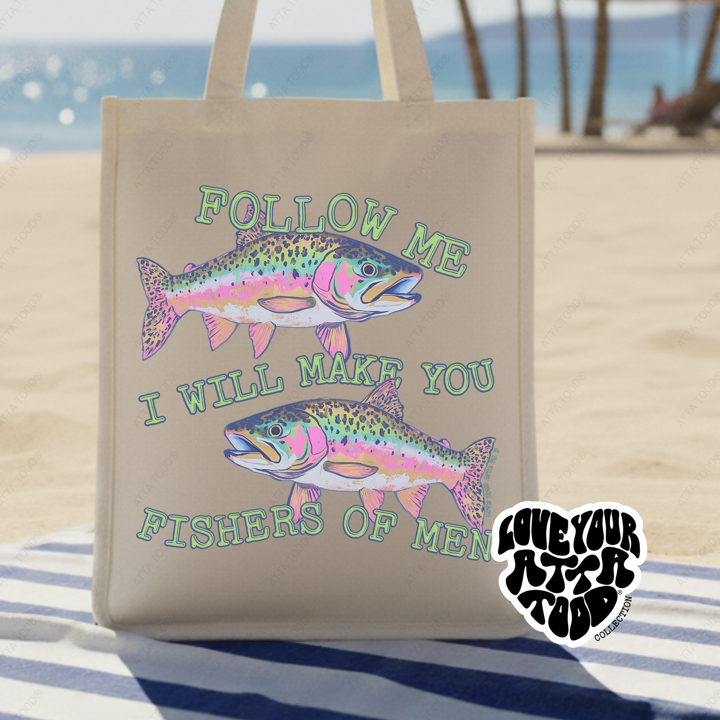 Matthew 4:19 Fishers of Men Christian Jumbo Tote Bag | ATTA TOOD®