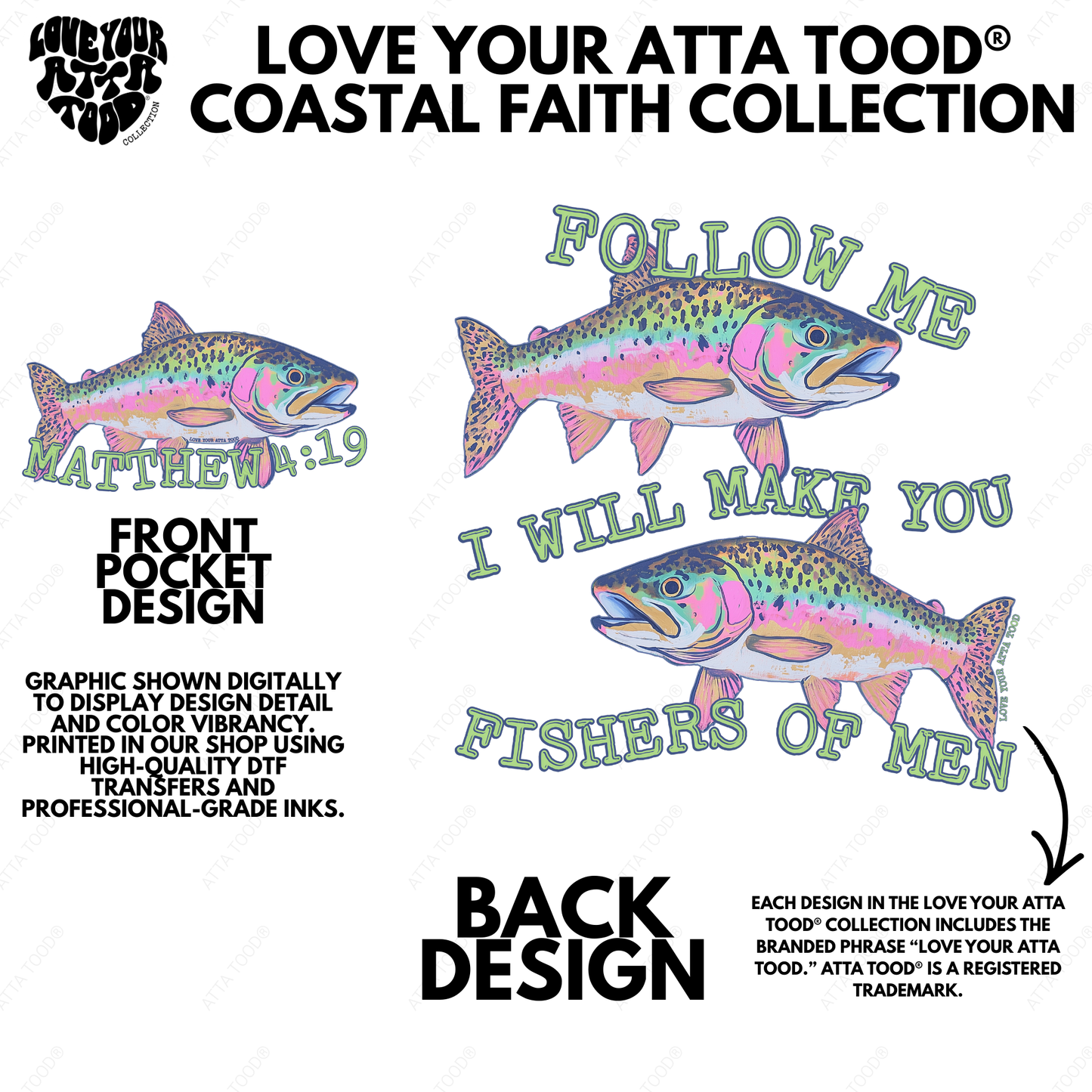 Matthew 4:19 Fishers of Men Christian Graphic Tee | ATTA TOOD®