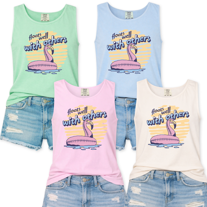 Flamingo Floats Well With Others Summer Tank Top | ATTA TOOD®