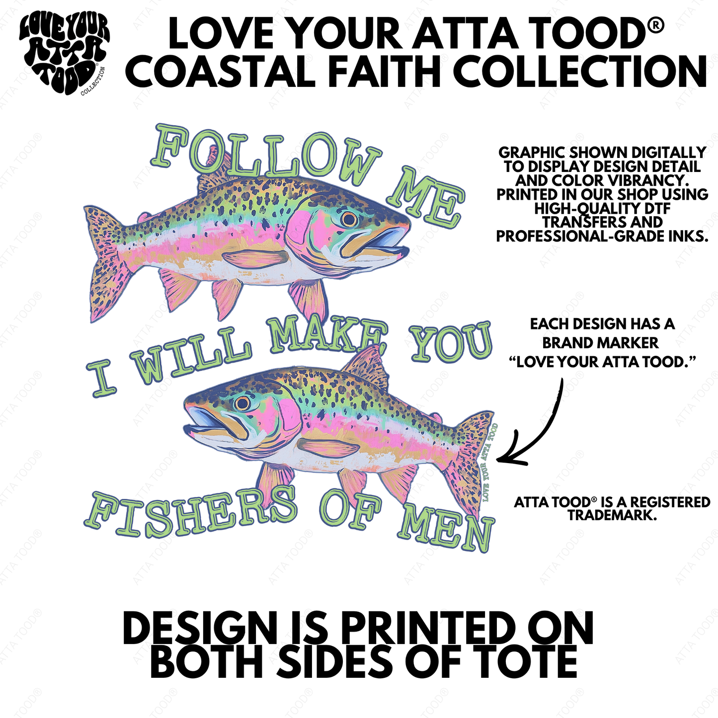 Matthew 4:19 Fishers of Men Jumbo Tote Bag | ATTA TOOD