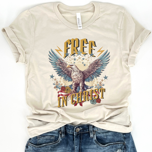 Free in Christ Christian graphic t-shirt