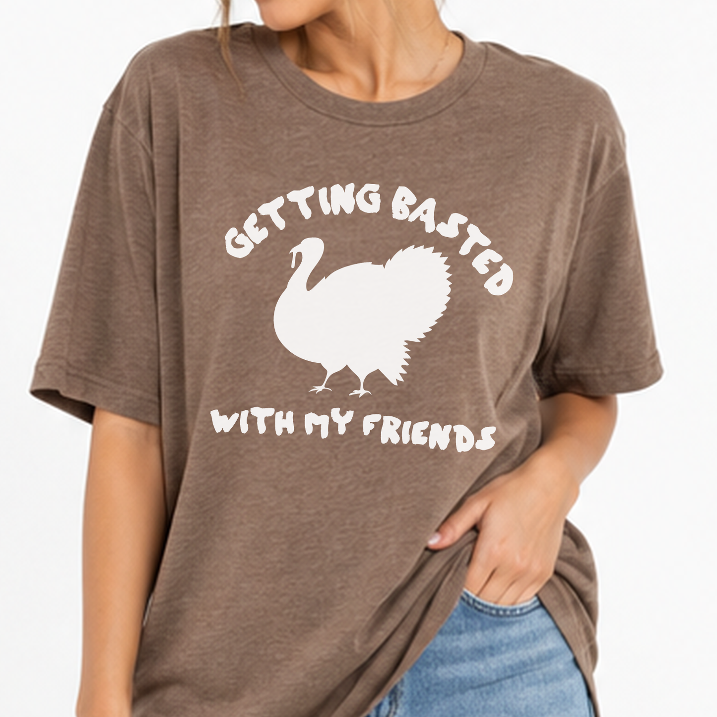 Getting Basted With My Friend Friendsgiving Graphic T-Shirt