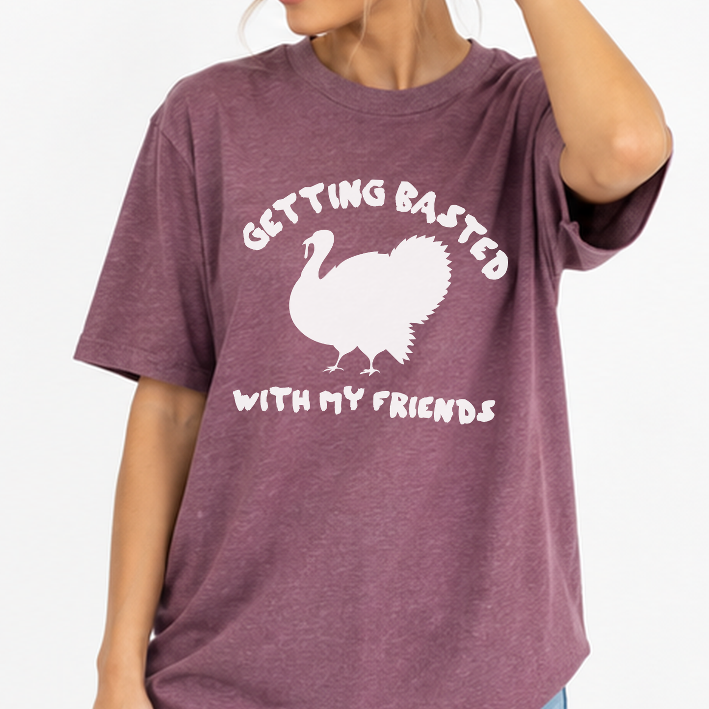 Getting Basted With My Friend Friendsgiving Graphic T-Shirt