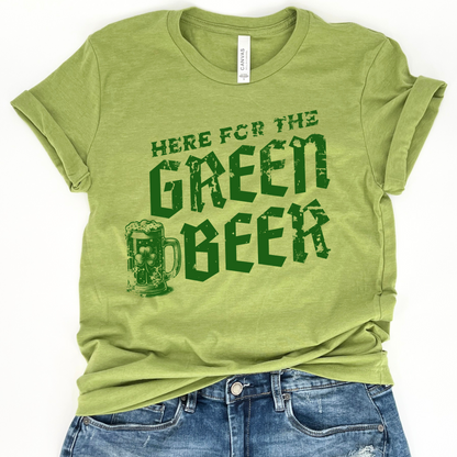 Here for the Green Beer St. Patrick's Day graphic t-shirt