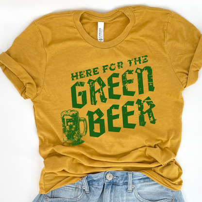 Here for the Green Beer St. Patrick's Day graphic t-shirt