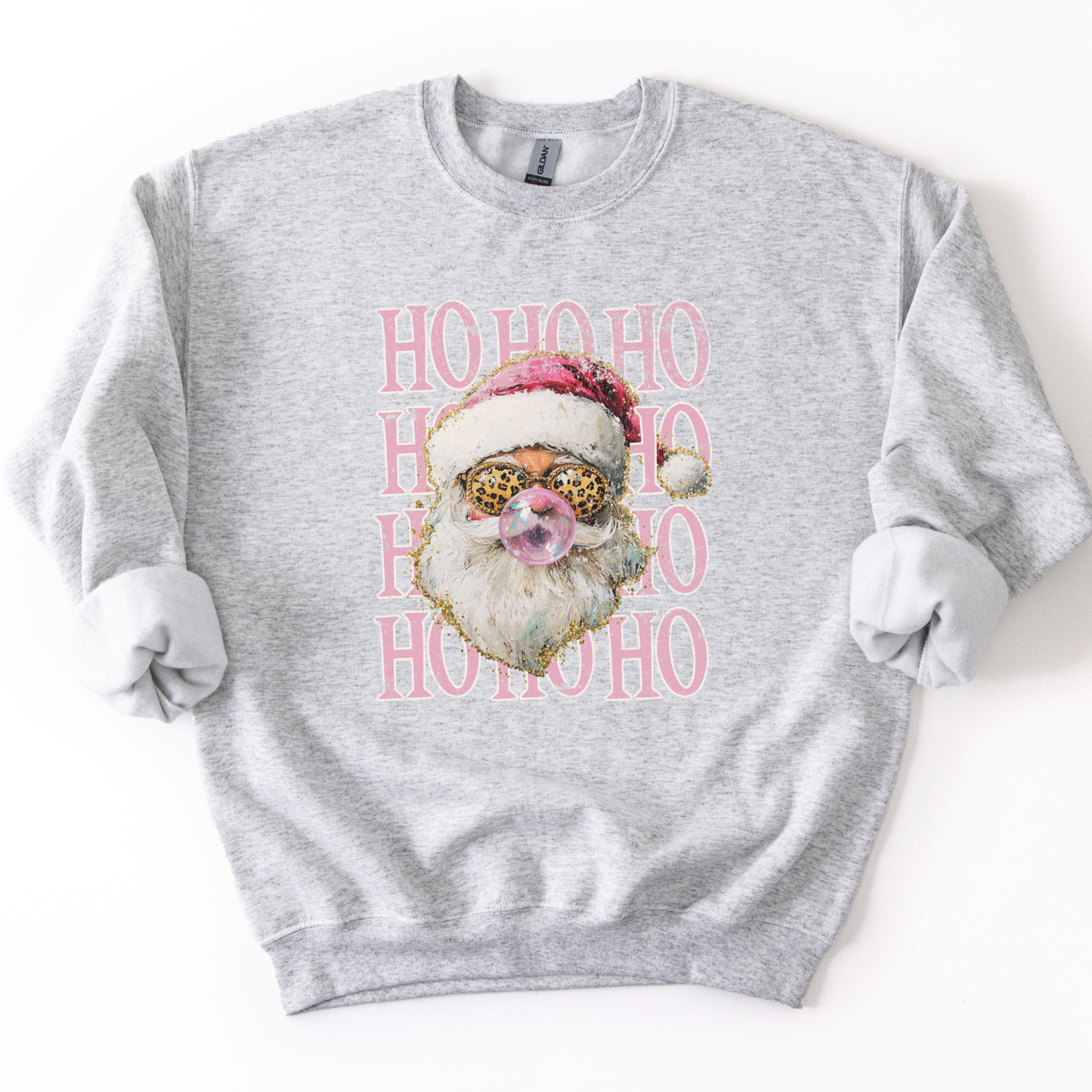 HO HO HO Bubble Gum Preppy Santa Christmas Sweatshirt
