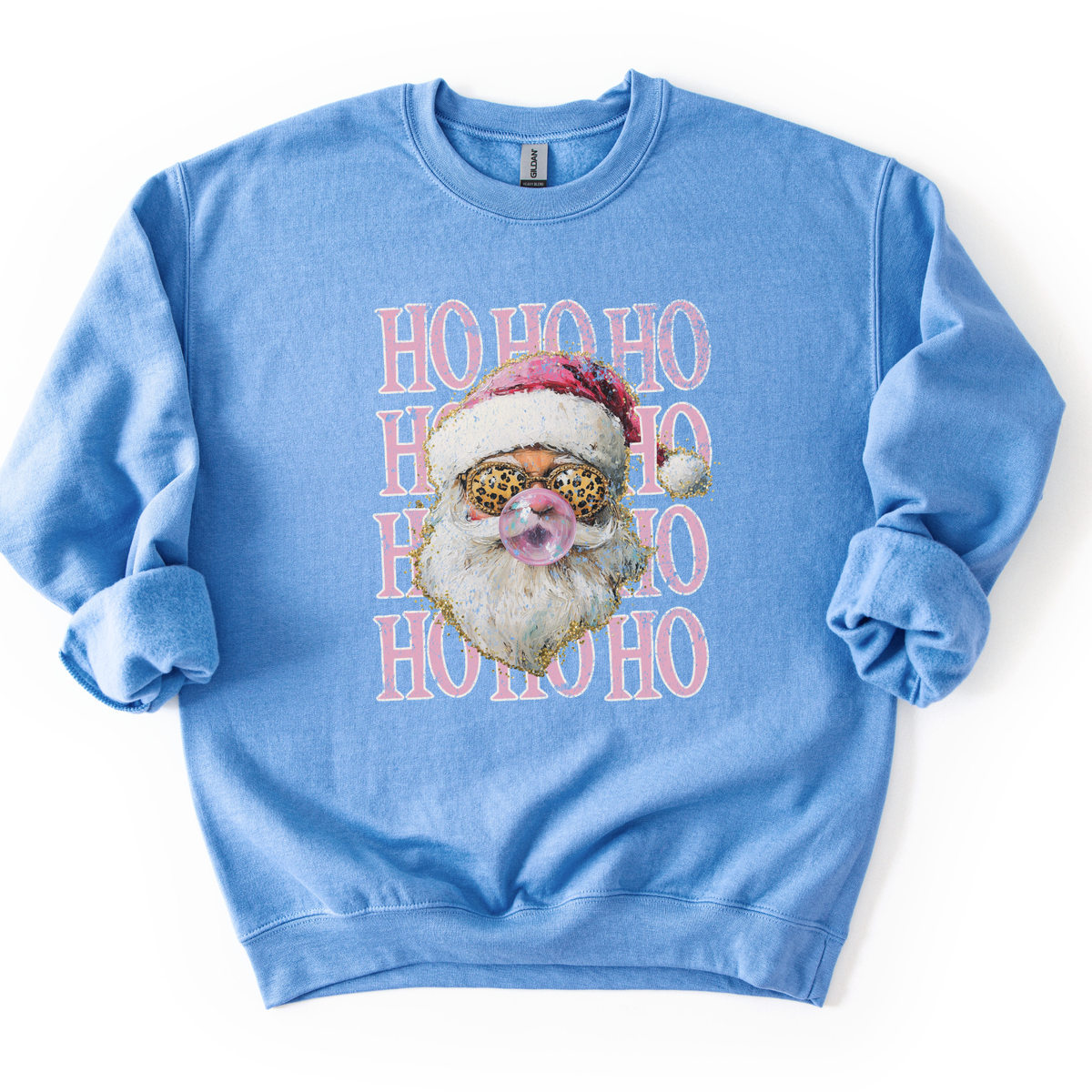 HO HO HO Bubble Gum Preppy Santa Christmas Sweatshirt