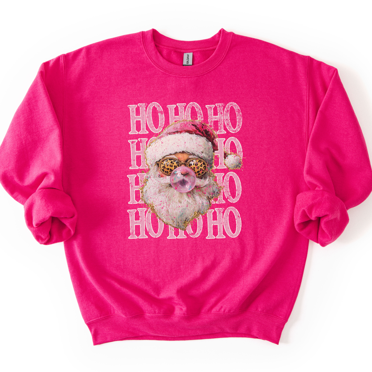 HO HO HO Bubble Gum Preppy Santa Christmas Sweatshirt