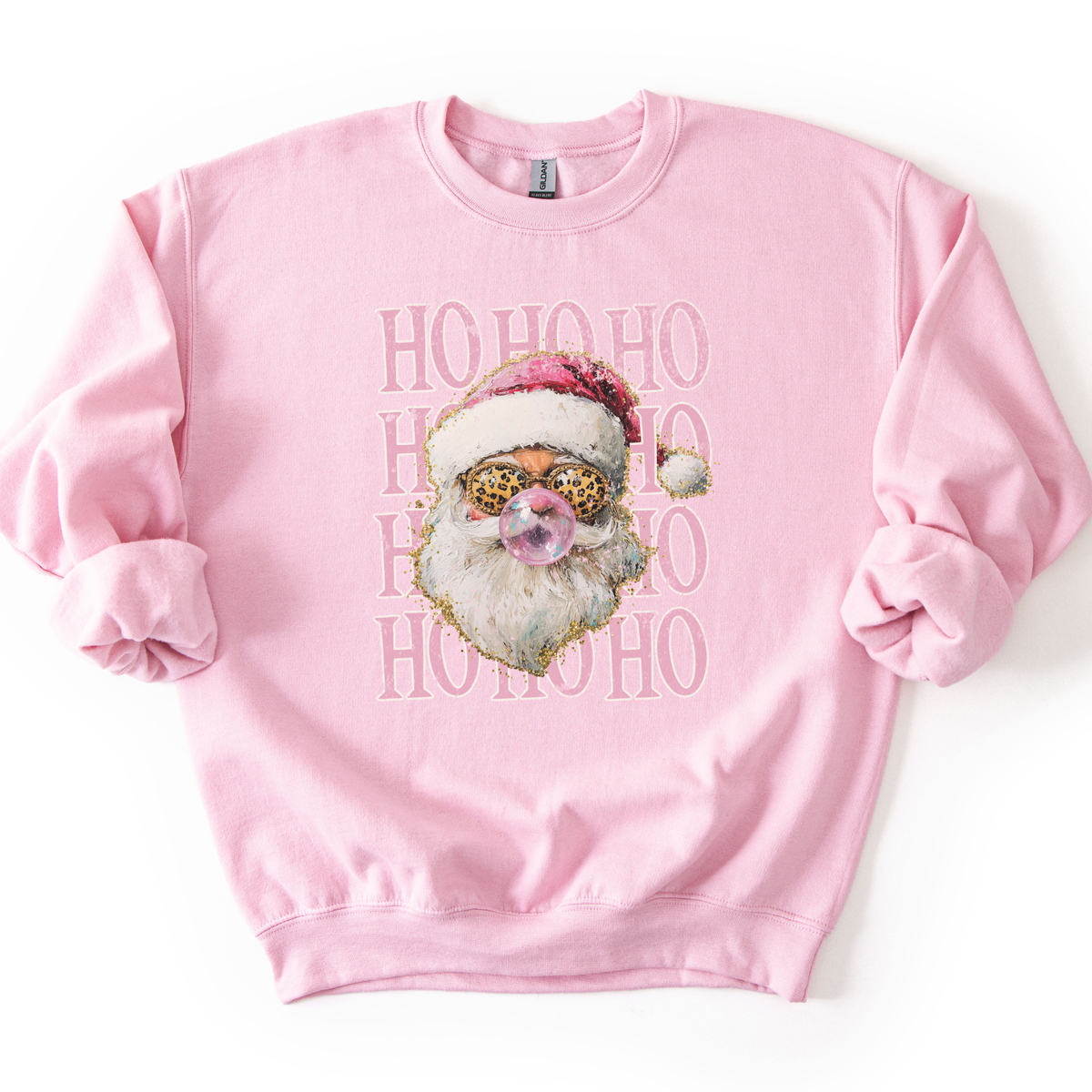 HO HO HO Bubble Gum Preppy Santa Christmas Sweatshirt