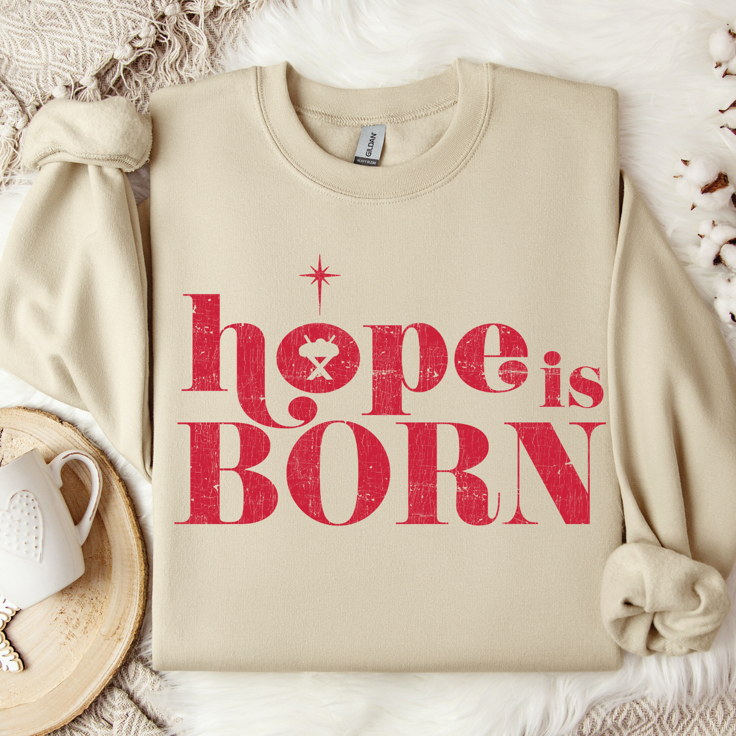 Hope Is Born Christian Christmas Graphic Sweatshirt