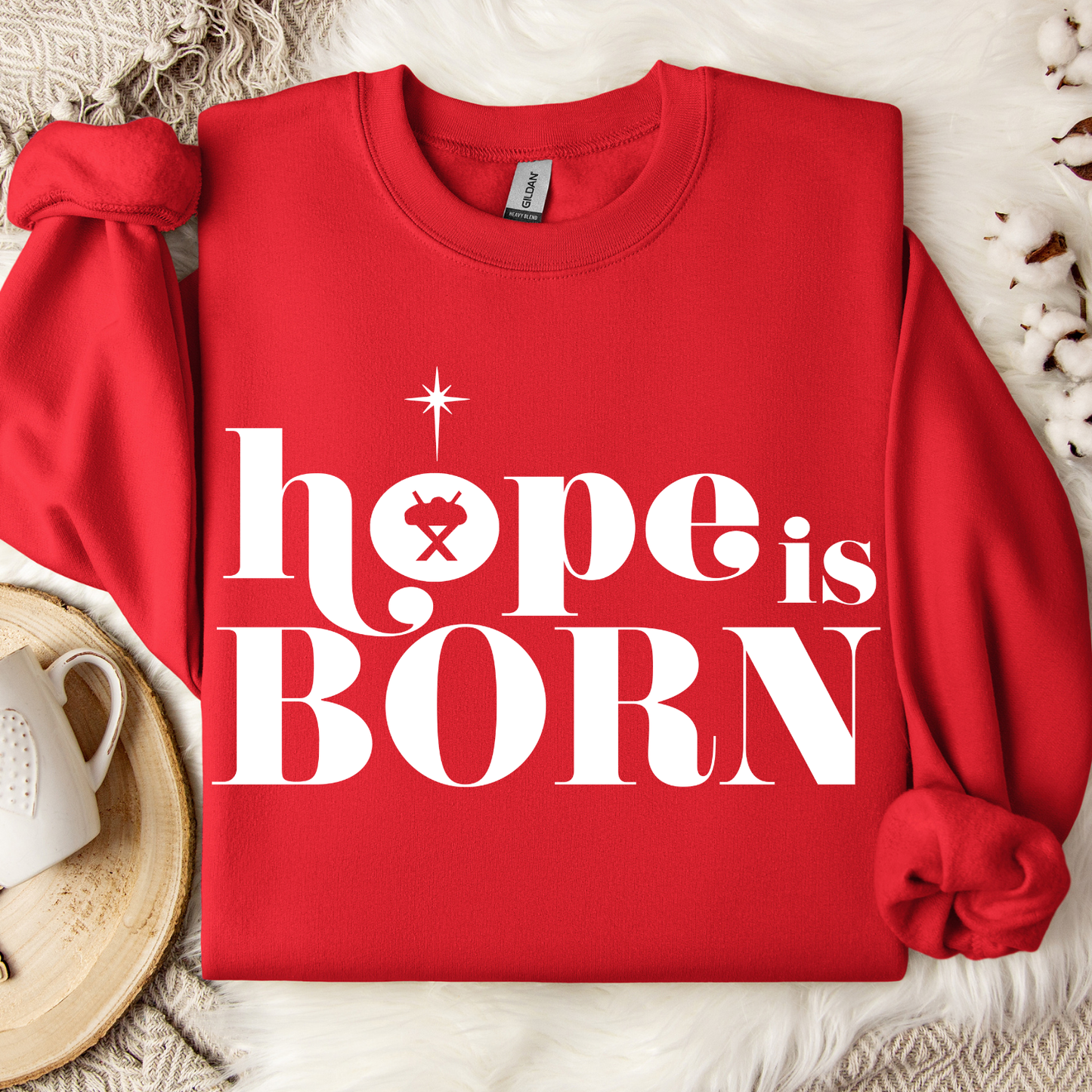 Hope Is Born Christian Christmas Graphic Sweatshirt