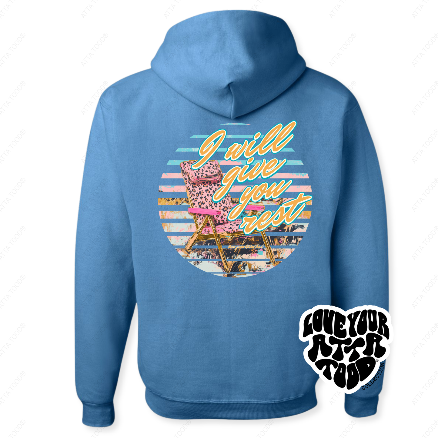 Beach Chair Christian Graphic Hoodie | Pink Leopard | Faith