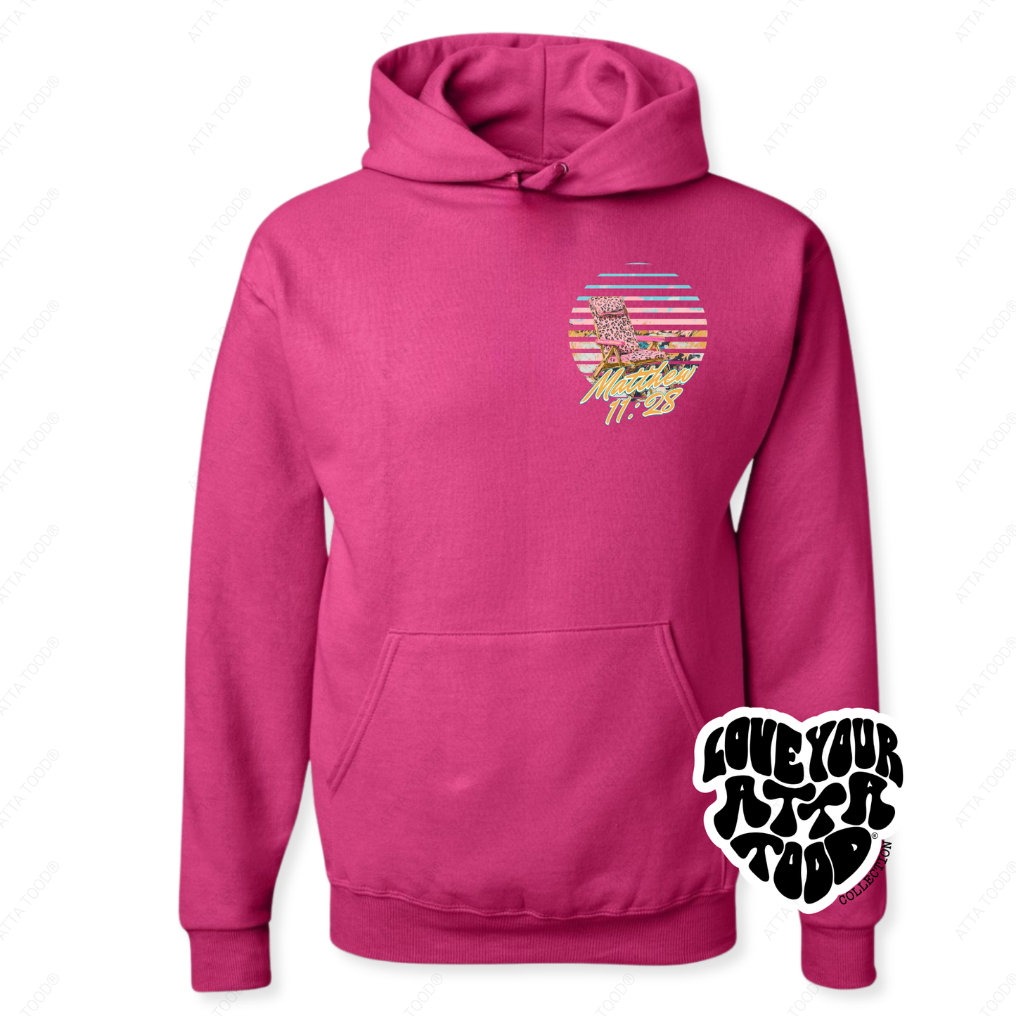 Beach Chair Christian Graphic Hoodie | Pink Leopard | Faith