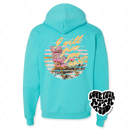 Beach Chair Christian Graphic Hoodie | Pink Leopard | Faith