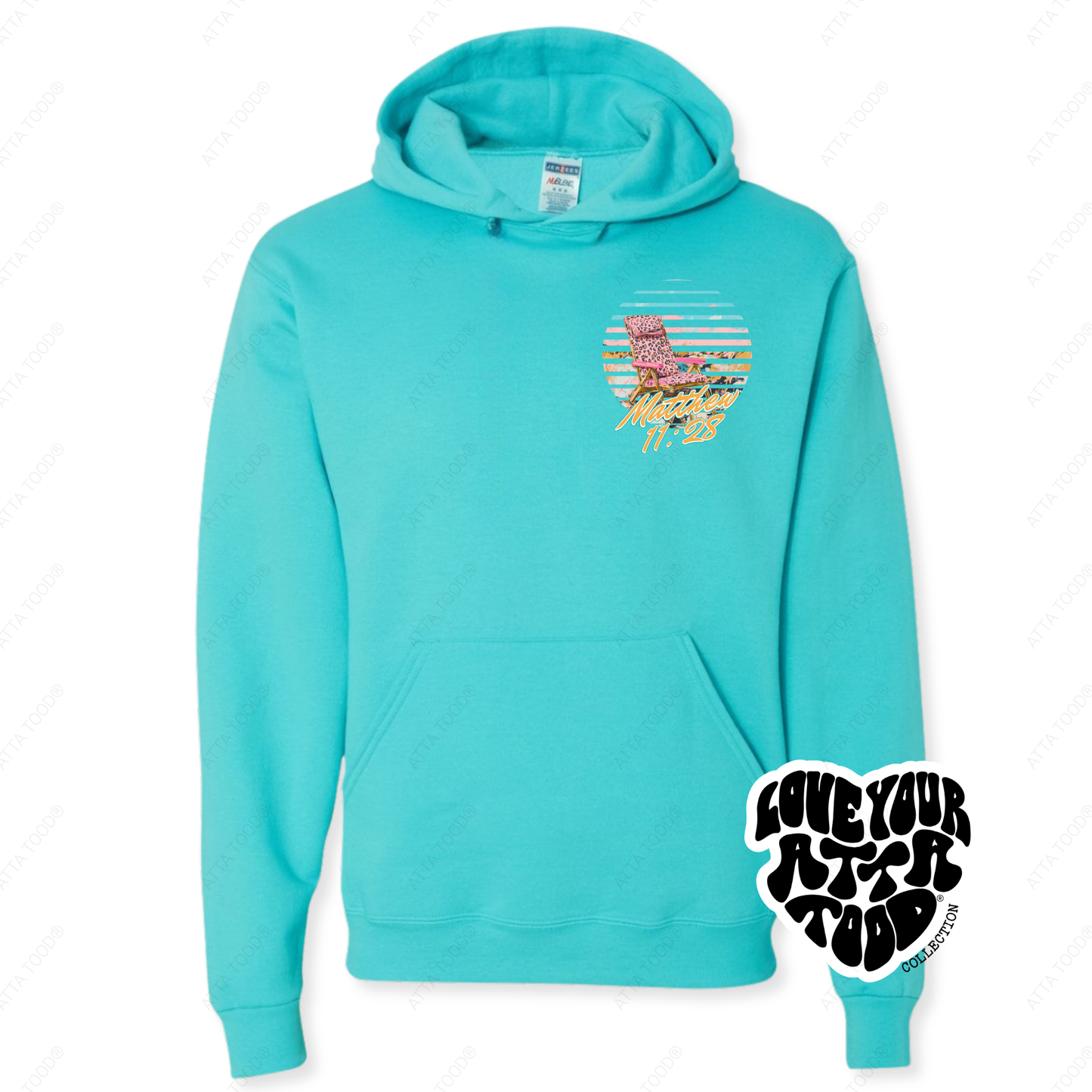 Beach Chair Christian Graphic Hoodie | Pink Leopard | Faith